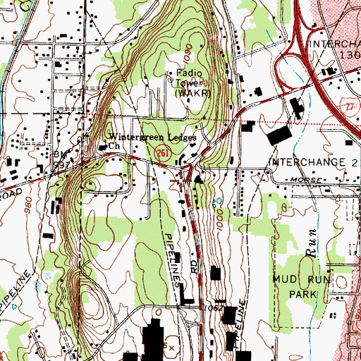 Topographic Map of Akron Promenade Shopping Center, OH