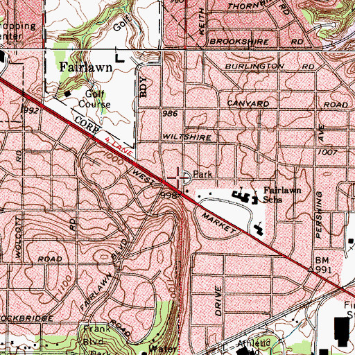 Topographic Map of Pilgrim Square Shopping Center, OH