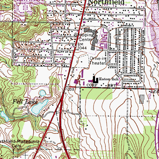 Topographic Map of Northfield Ledge Shopping Center, OH