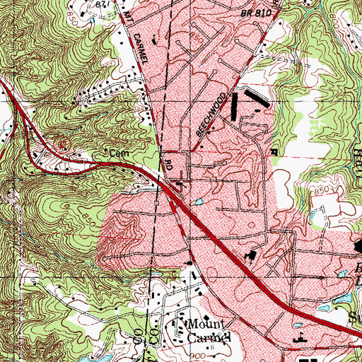Topographic Map of All Saints Lutheran Church, OH