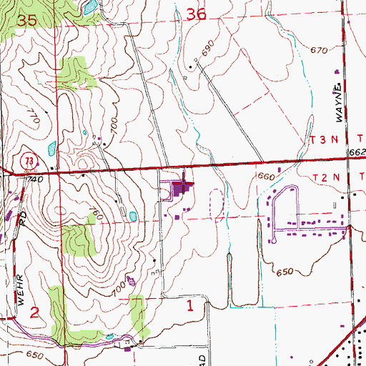 Topographic Map of Edgewood High School, OH