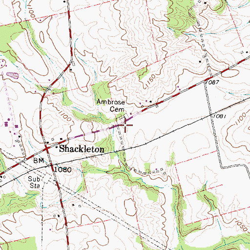 Topographic Map of Ambrose Chapel (historical), OH