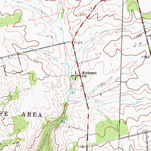 Topographic Map of Auburn Cemetery, OH