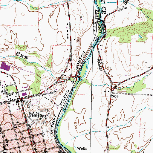 Topographic Map of Island Grove Mill (historical), OH