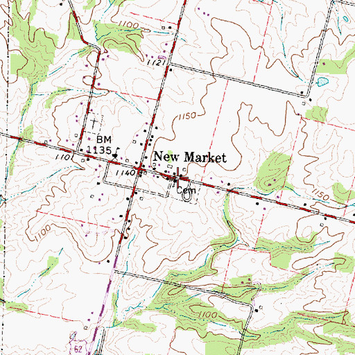 Topographic Map of New Market Baptist Church, OH