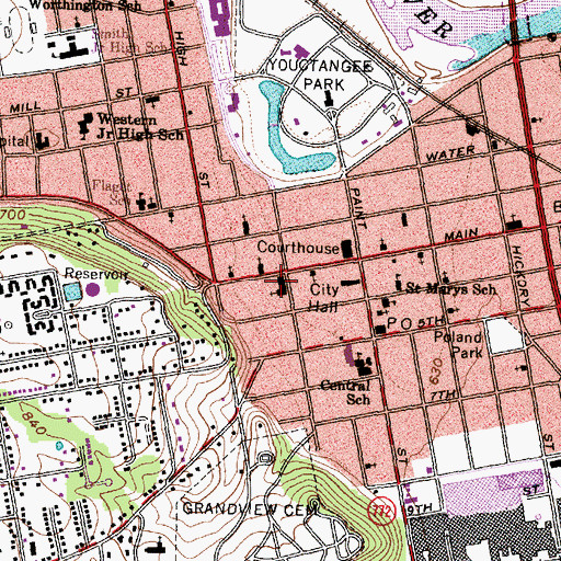 Topographic Map of Walnut Street United Methodist Church, OH