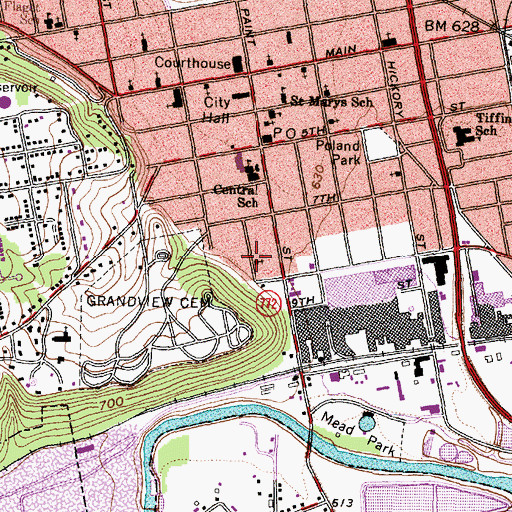 Topographic Map of Emmanuel Baptist Church, OH