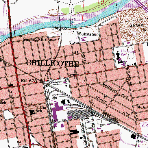 Topographic Map of First United Methodist Church, OH