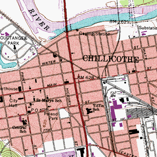 Topographic Map of Central Center Shopping Center, OH
