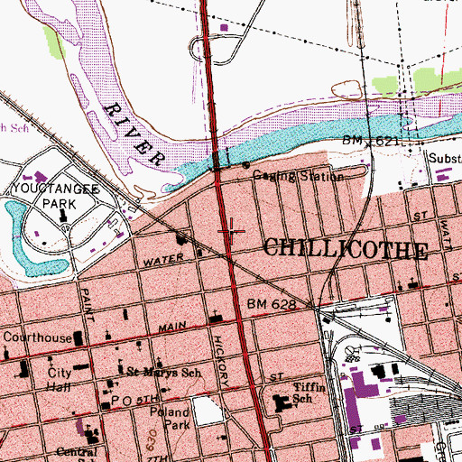 Topographic Map of Bridge Street Church of Christ, OH