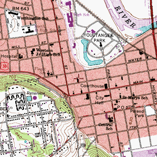 Topographic Map of First Church of Christ Scientist, OH