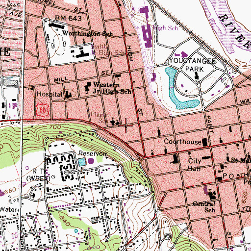 Topographic Map of First Christian Church, OH