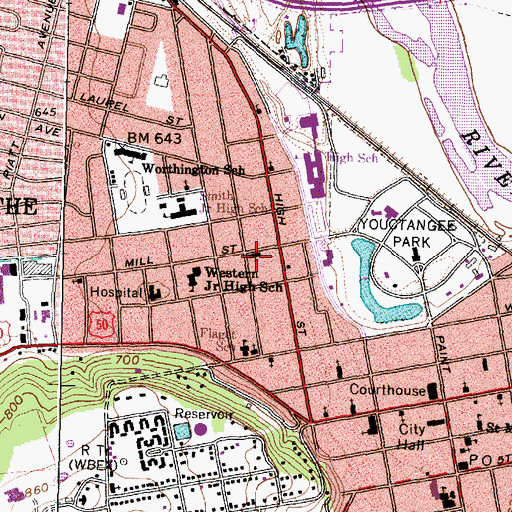 Topographic Map of Tyler Memorial United Methodist Church, OH