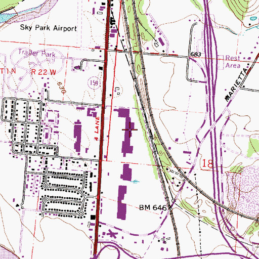 Topographic Map of Chillicothe Mall Shopping Center, OH