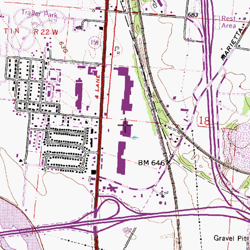 Topographic Map of Chillicothe Plaza Shopping Center, OH