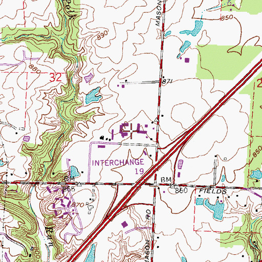 Topographic Map of Kings Mall Shopping Center, OH