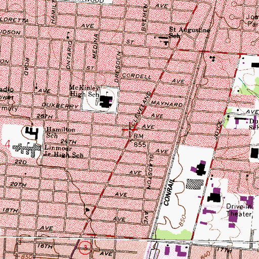 Topographic Map of Bethel African Methodist Episcopal Church, OH