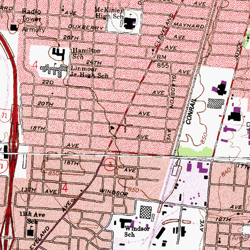 Topographic Map of Northside Church of God, OH