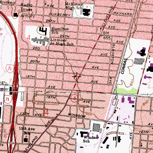 Topographic Map of Saint Peters Evangelical Lutheran Church, OH