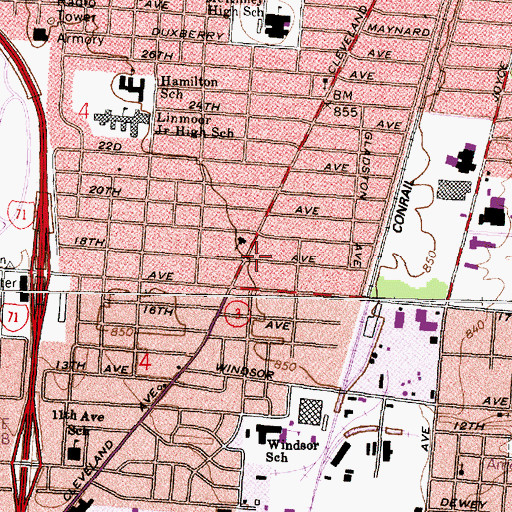 Topographic Map of Sanctified Temple Church of God in Christ, OH