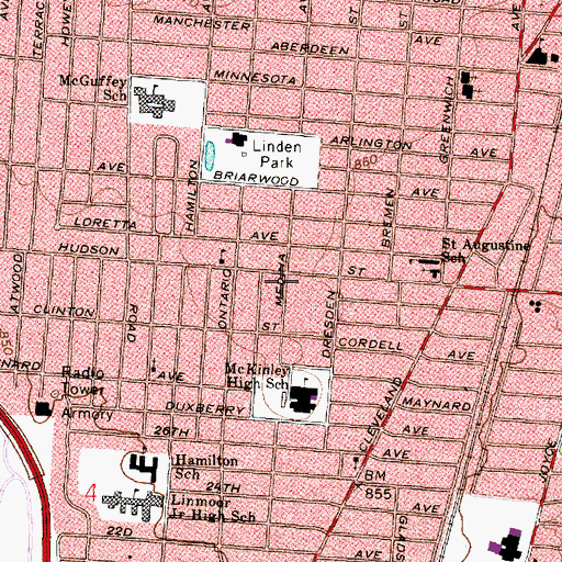 Topographic Map of Saint James Baptist Church, OH