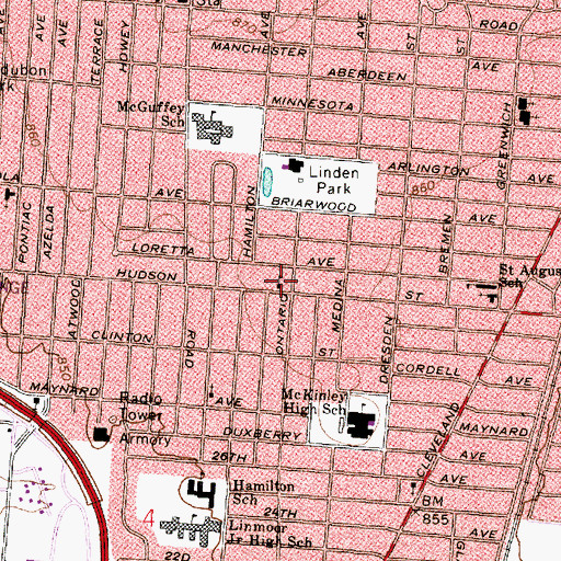 Topographic Map of Church of God of Franklin County, OH