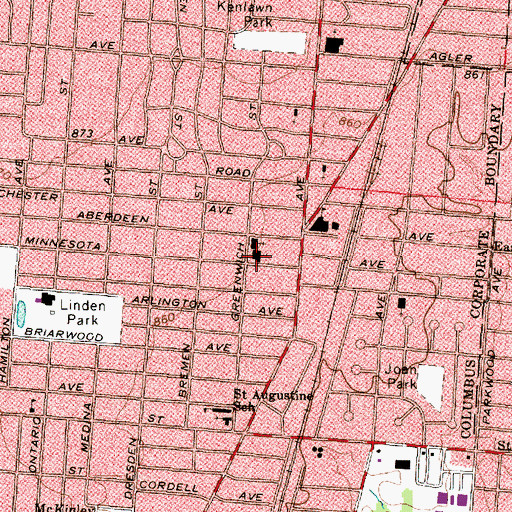 Topographic Map of Linden United Methodist Church, OH