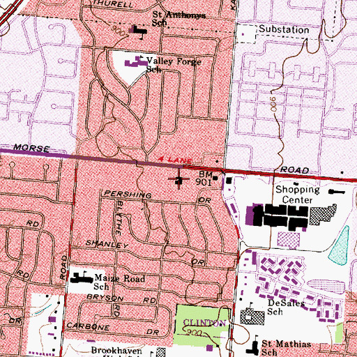 Topographic Map of Ascension Lutheran Church, OH