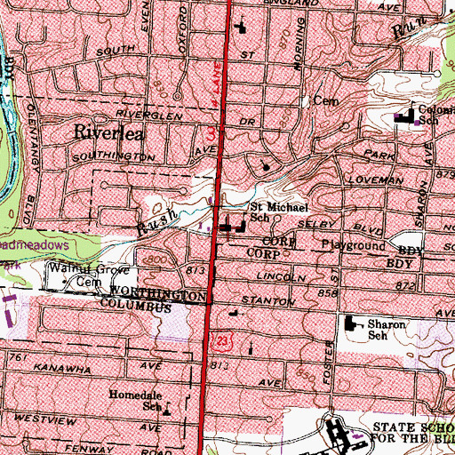 Topographic Map of Saint Michael Catholic Church, OH