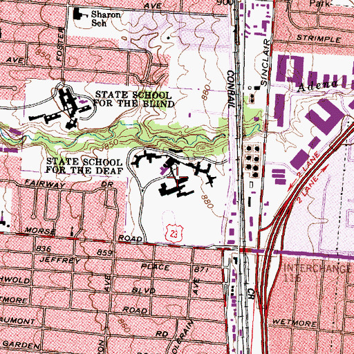 Topographic Map of Ohio School for the Deaf, OH