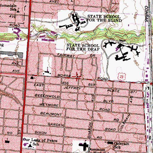 Topographic Map of Tree of Life Christian School, OH