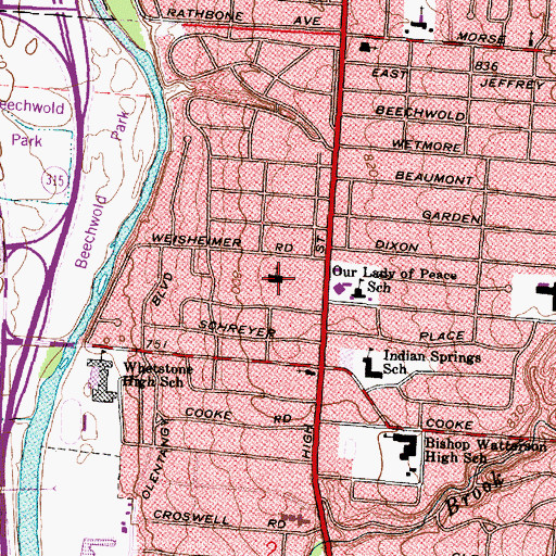 Topographic Map of First Unitarian Universalist Church, OH