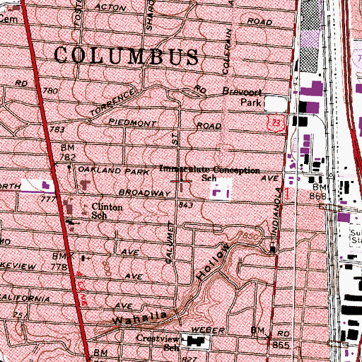 Topographic Map of Saint James Episcopal Church, OH