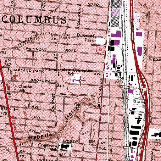 Topographic Map of Immaculate Conception Catholic Church, OH