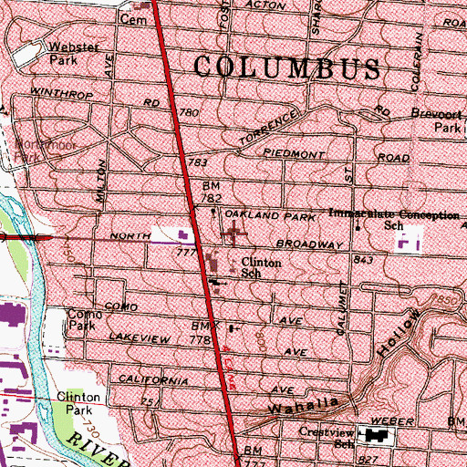 Topographic Map of North Broadway United Methodist Church, OH