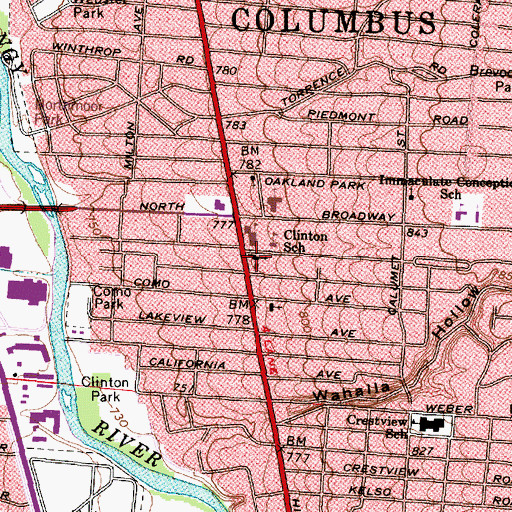 Topographic Map of Clinton Heights Lutheran Church, OH