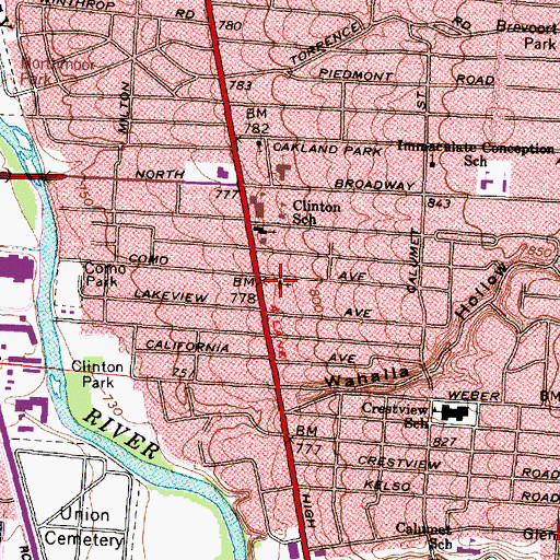 Topographic Map of Como Avenue United Methodist Church, OH
