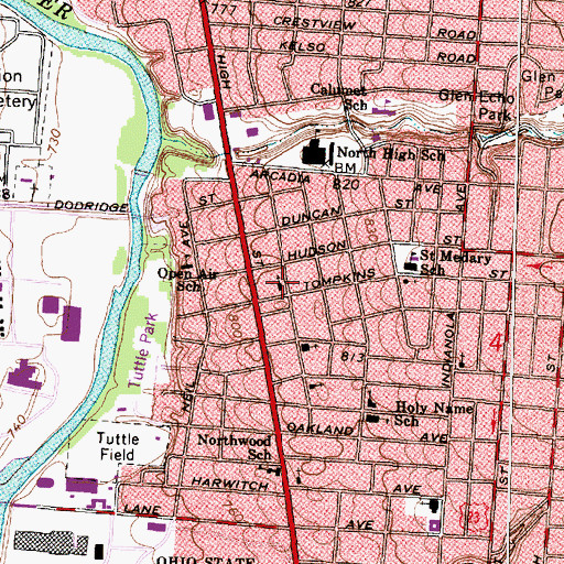Topographic Map of North United Methodist Church, OH