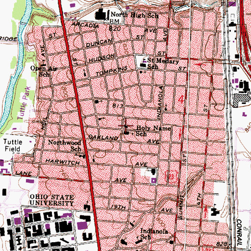 Topographic Map of Holy Name Catholic Church, OH