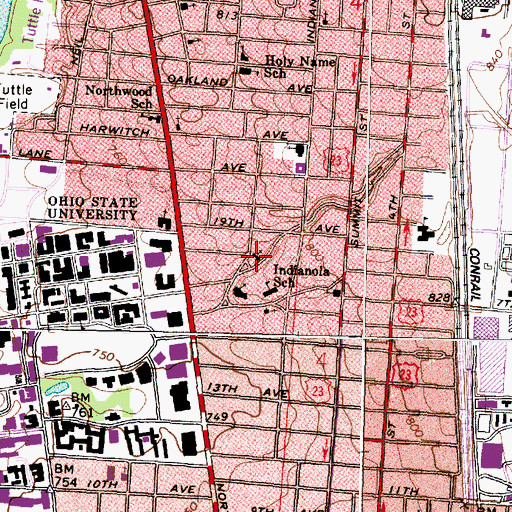 Topographic Map of Indianola Presbyterian Church, OH