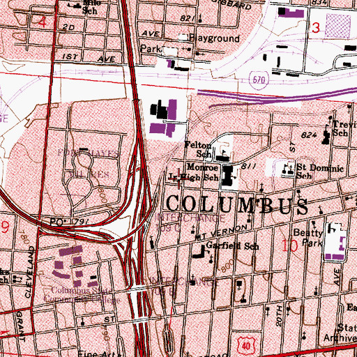 Topographic Map of Trinity Baptist Church, OH