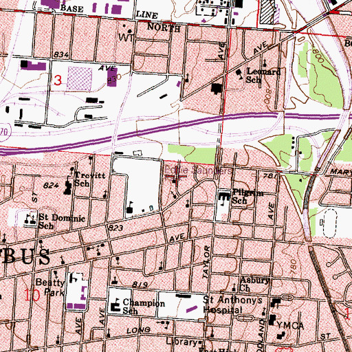 Topographic Map of Highway Church of God, OH