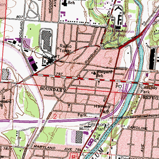 Topographic Map of Deliverance Church of God, OH