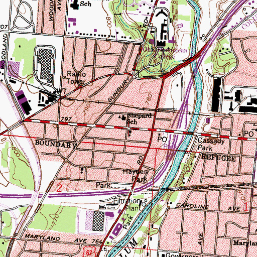 Topographic Map of Strong Tower Church of Christ, OH
