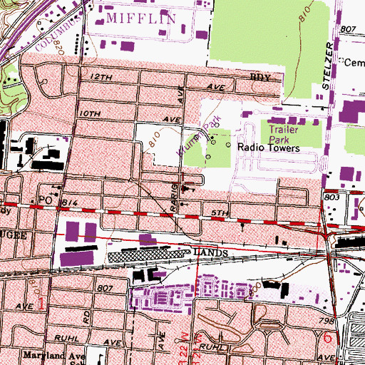 Topographic Map of East Columbus Elementary School, OH