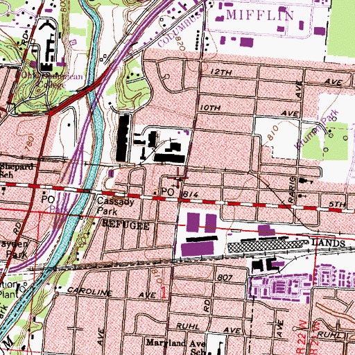 Topographic Map of Saint Thomas the Apostle School, OH