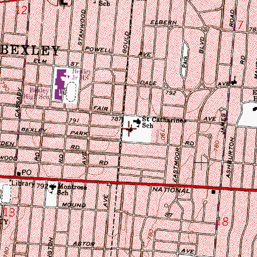 Topographic Map of Saint Catherines Roman Catholic Church, OH