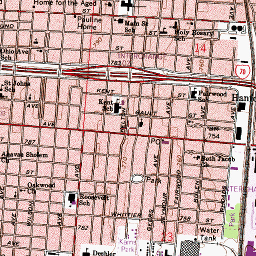 Topographic Map of New Hope Deliverance and Revival Church, OH