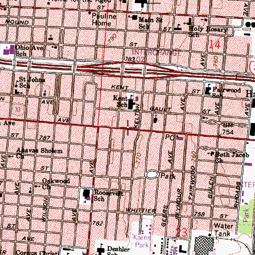 Topographic Map of Emmanuel Church of God in Christ, OH