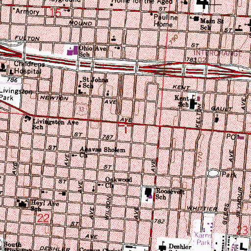 Topographic Map of Universal Hagars Spiritual Church, OH